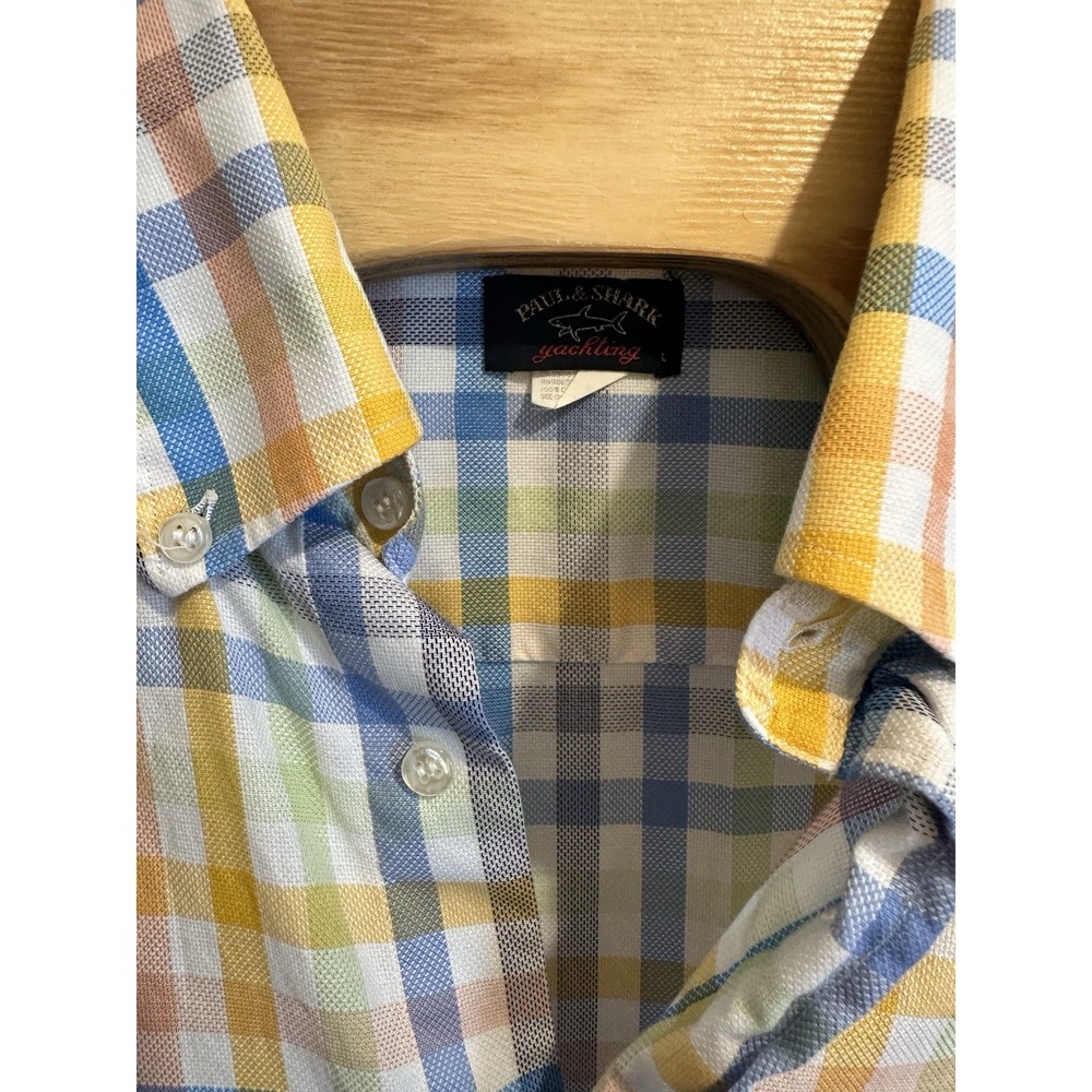 Paul Shark Yachting‎ Shirt Mens Long Sleeve Button Up Check Gingham Plaid Large - Picture 3 of 5